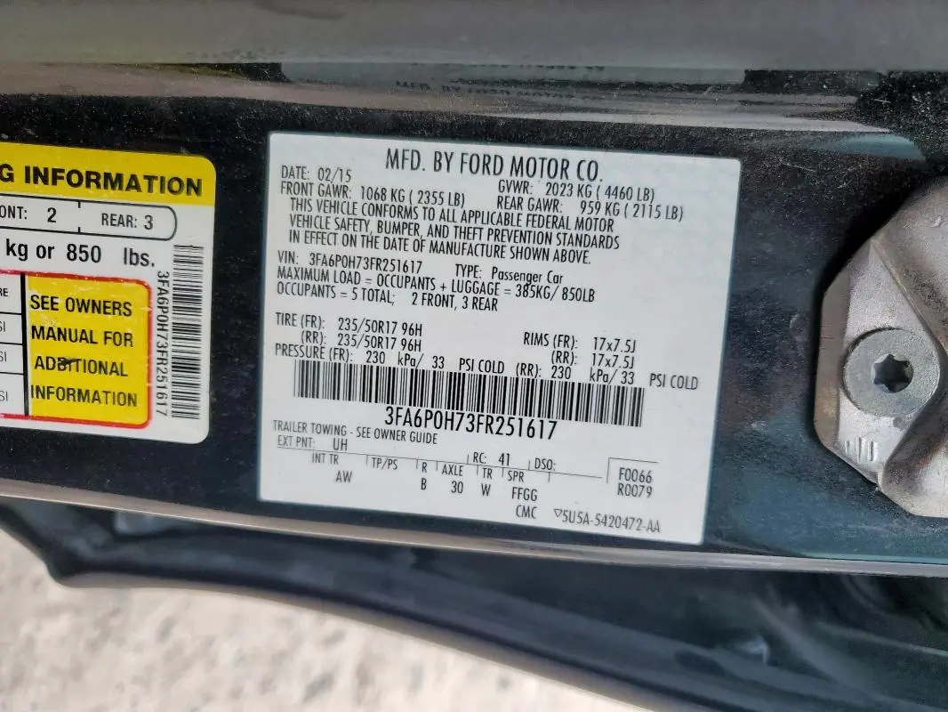 2015 FORD FUSION SE  