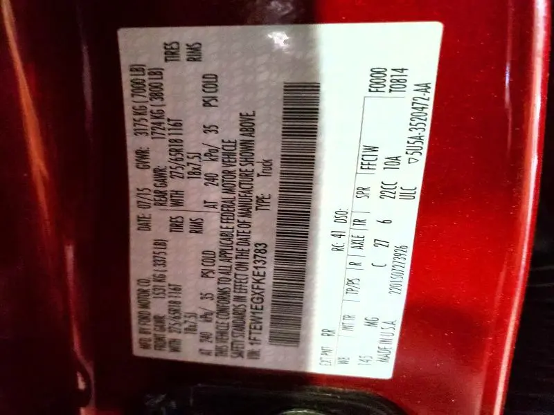 2015 FORD F150 SUPERCREW  