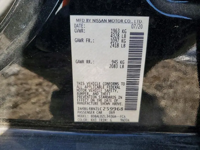 2020 NISSAN ALTIMA 2.5 S  