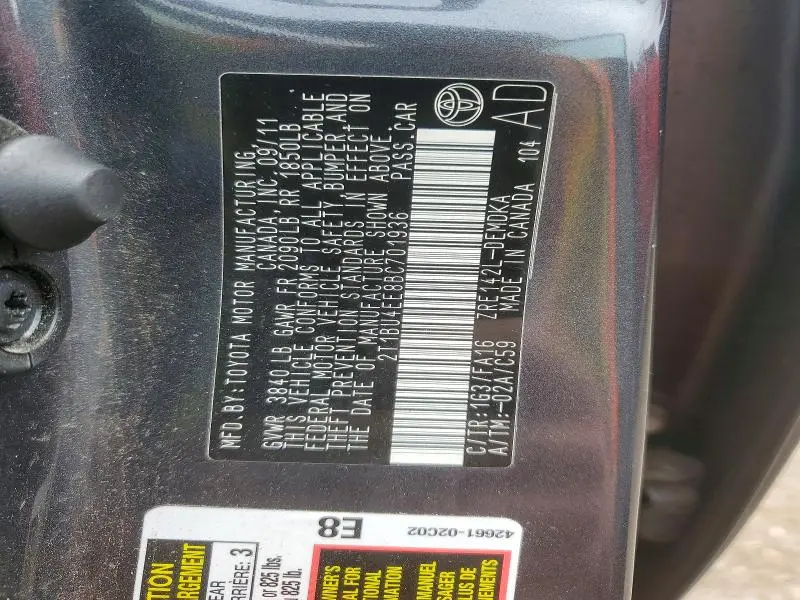 2011 TOYOTA COROLLA BASE  