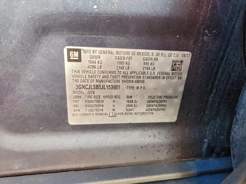 2018 CHEVROLET TRAX 1LT  