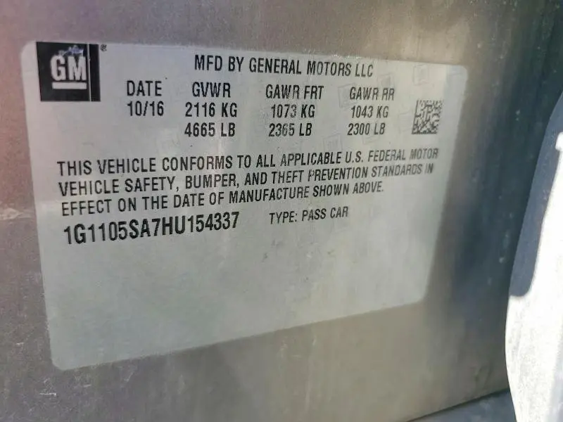 2017 CHEVROLET IMPALA LT  