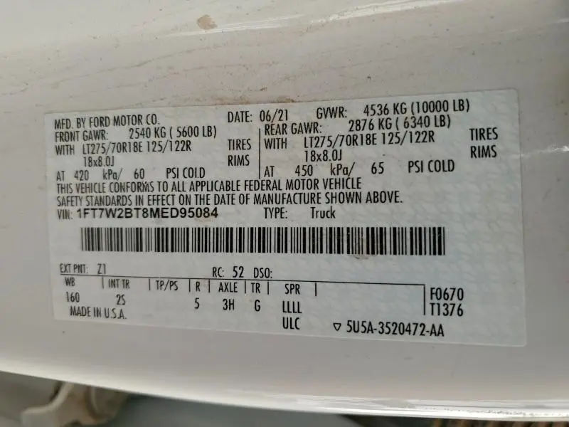 2021 FORD F250 SUPER DUTY  