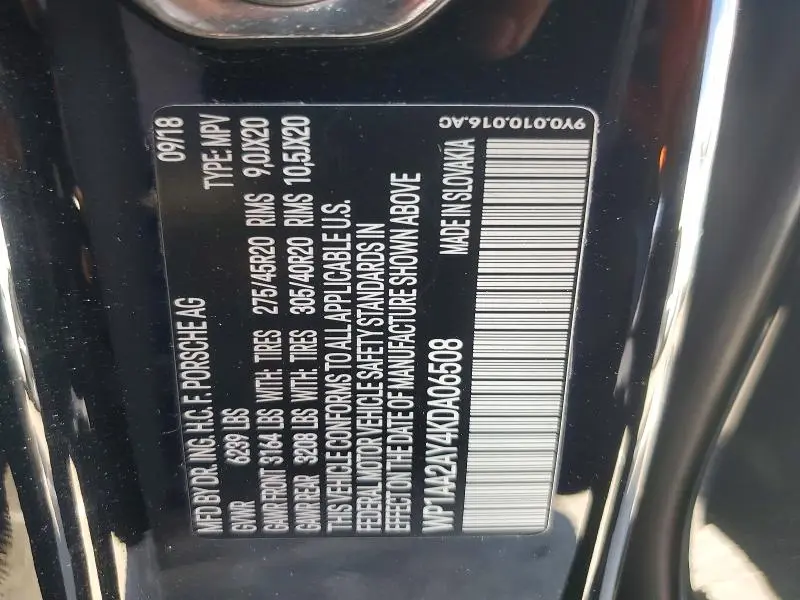 2019 PORSCHE CAYENNE   