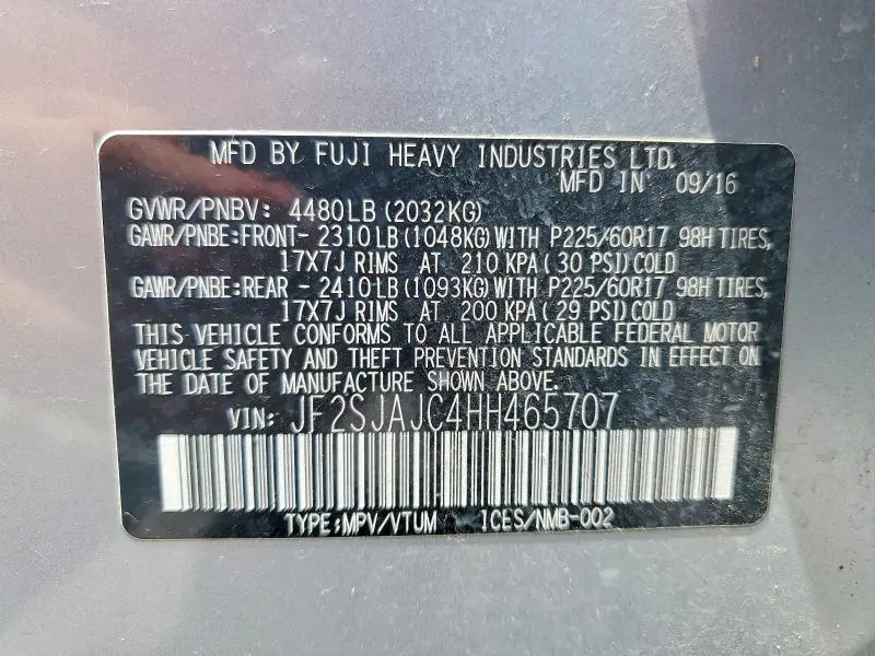 2017 SUBARU FORESTER 2.5I LIMITED  