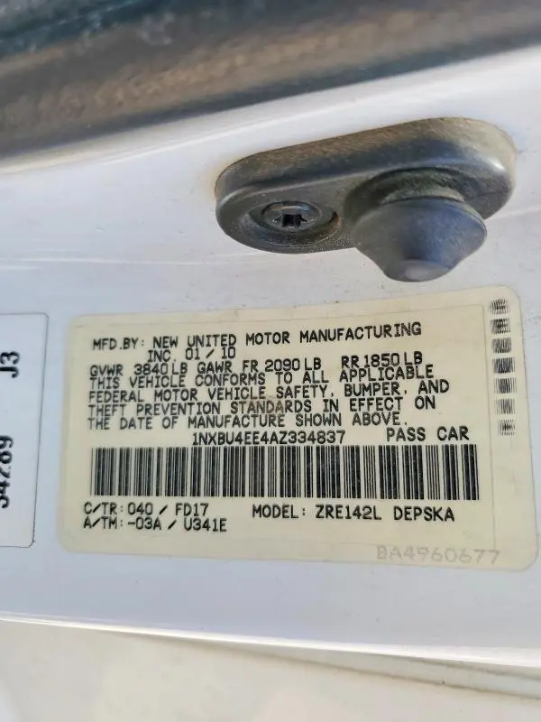 2010 TOYOTA COROLLA S  