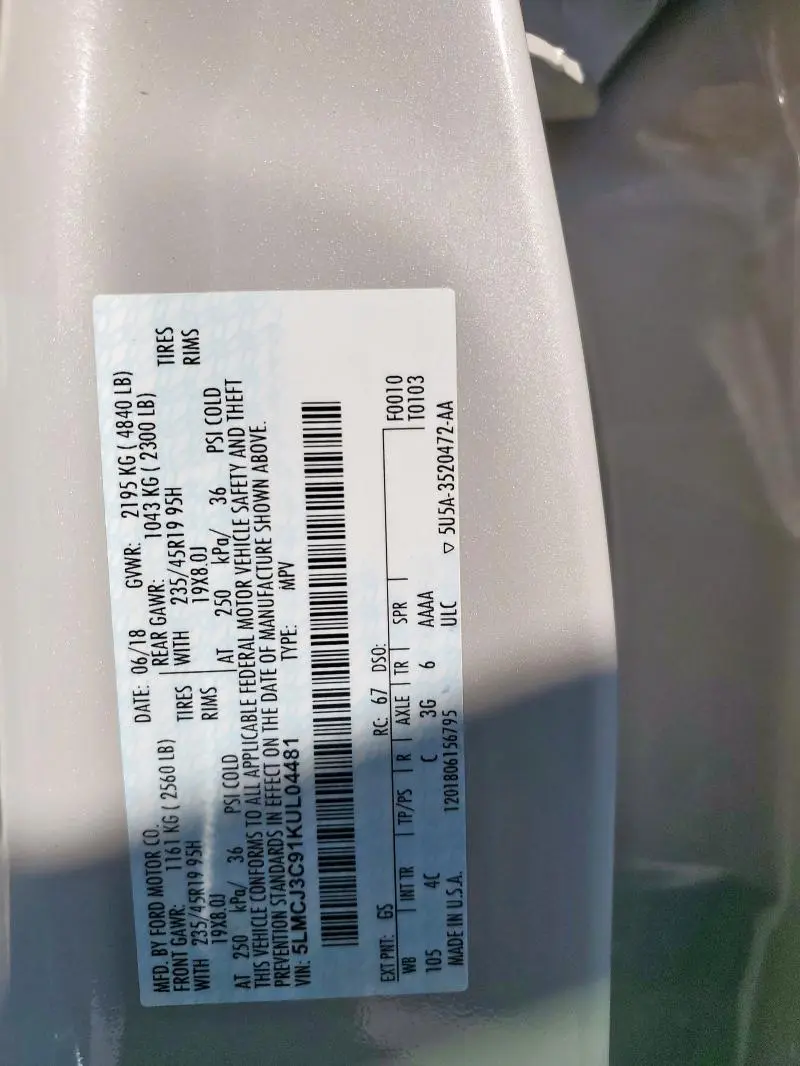 2019 LINCOLN MKC RESERVE  