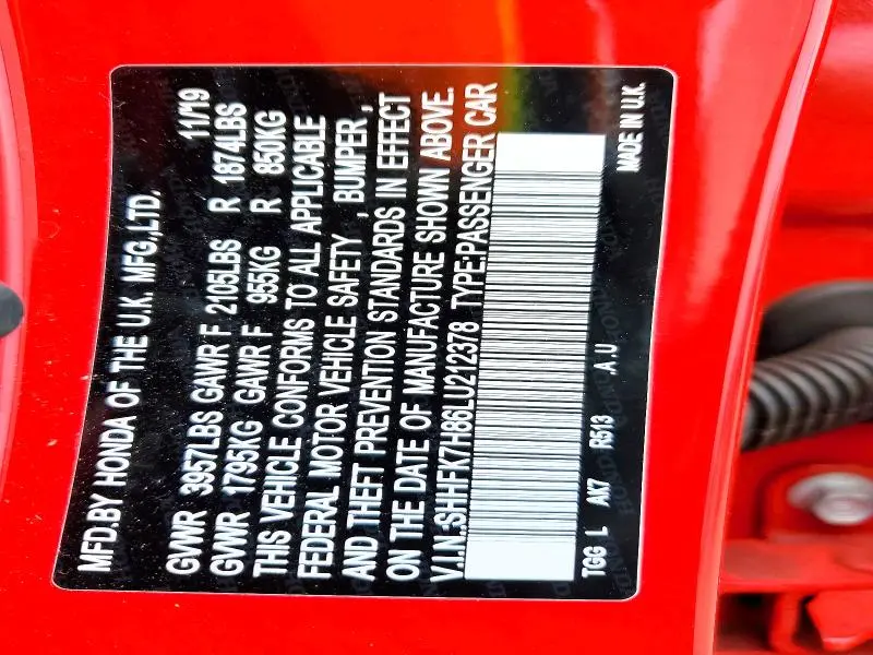 2020 HONDA CIVIC EXL  