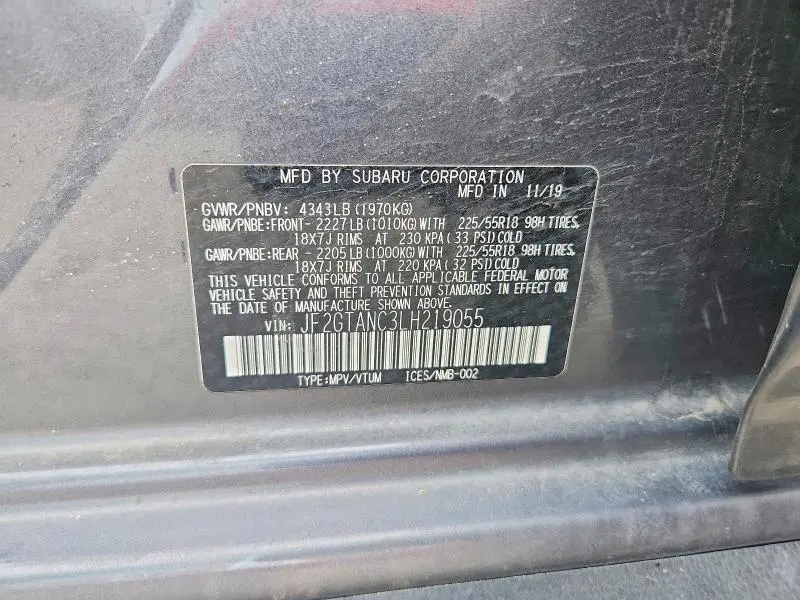 2020 SUBARU CROSSTREK LIMITED  