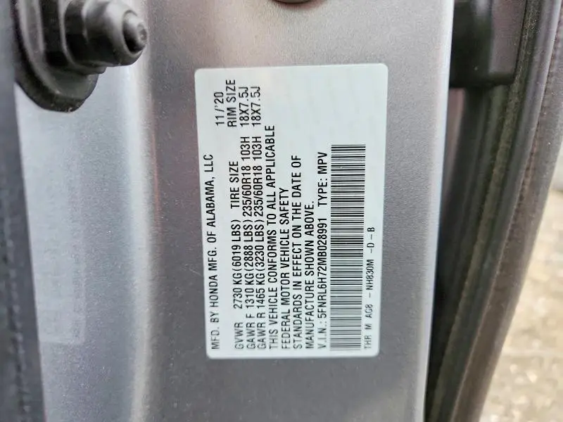 2021 HONDA ODYSSEY EXL  