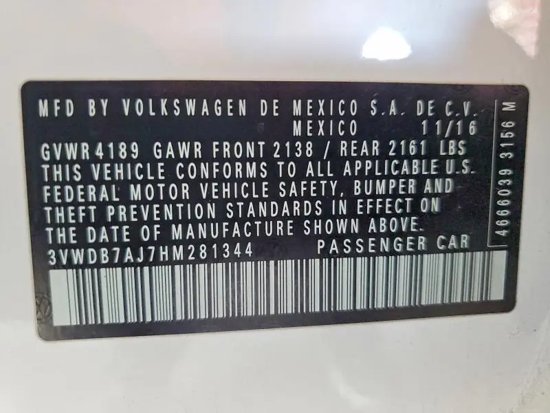 2017 VOLKSWAGEN JETTA SE  