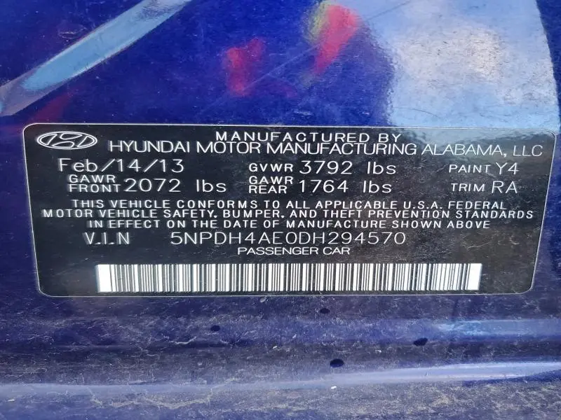 2013 HYUNDAI ELANTRA GLS  