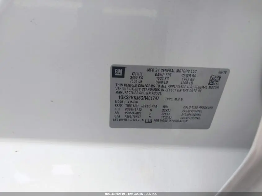 2016 GMC YUKON XL DENALI