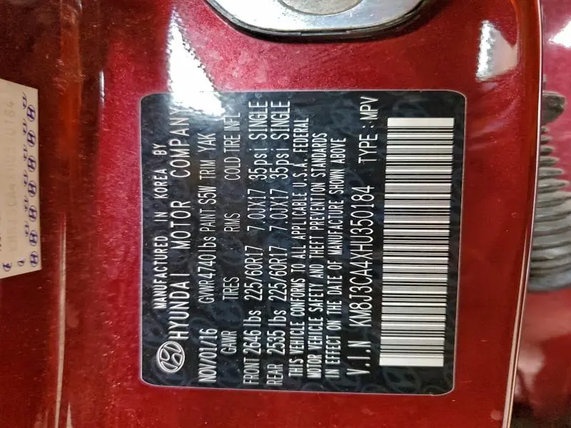 2017 HYUNDAI TUCSON LIMITED  