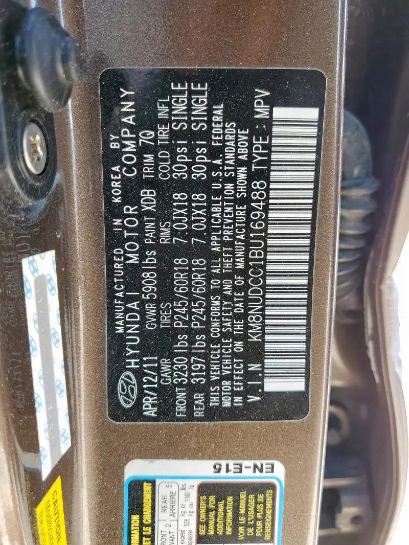 2011 HYUNDAI VERACRUZ GLS  