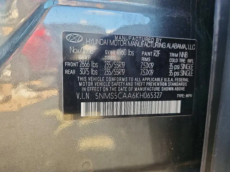 2019 HYUNDAI SANTA FE ULTIMATE 2.0T  