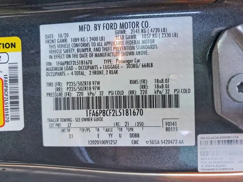 2020 FORD MUSTANG GT  