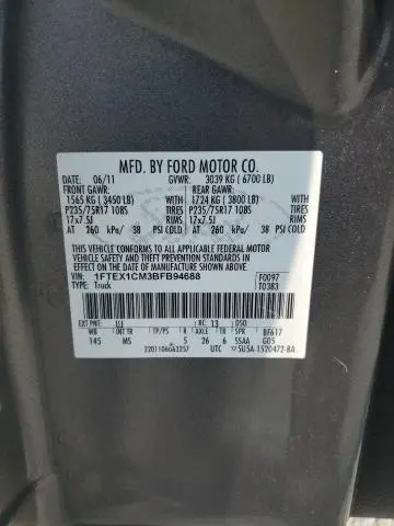 2011 FORD F150 SUPER CAB  