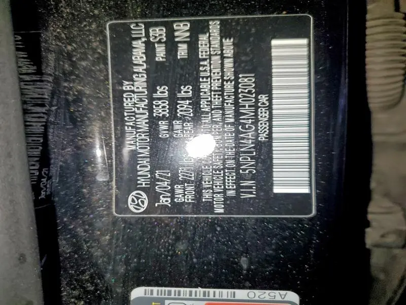 2021 HYUNDAI ELANTRA SEL  