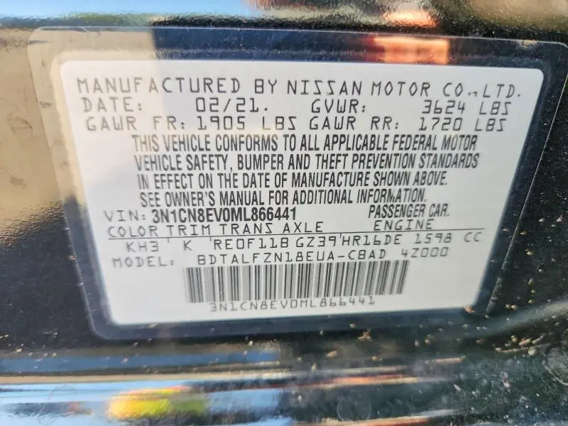 2021 NISSAN VERSA SV  