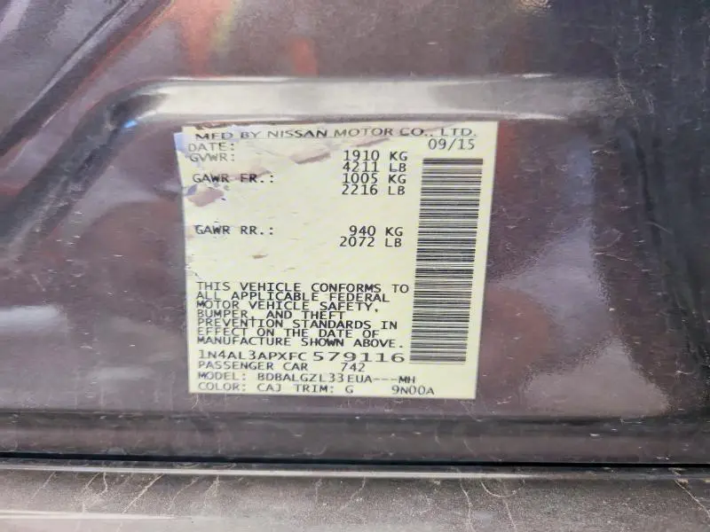 2015 NISSAN ALTIMA 2.5 S  