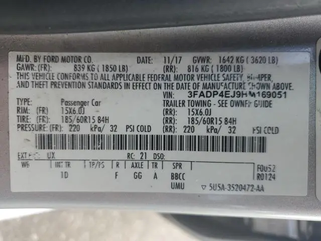 2017 FORD FIESTA SE  