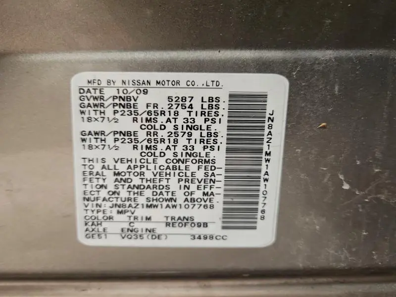 2010 NISSAN MURANO S  