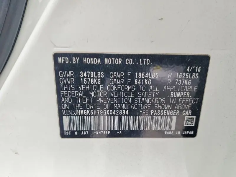2016 HONDA FIT EX  