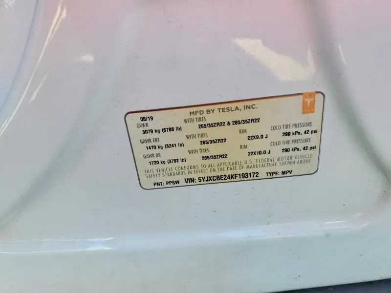 2019 TESLA MODEL X   