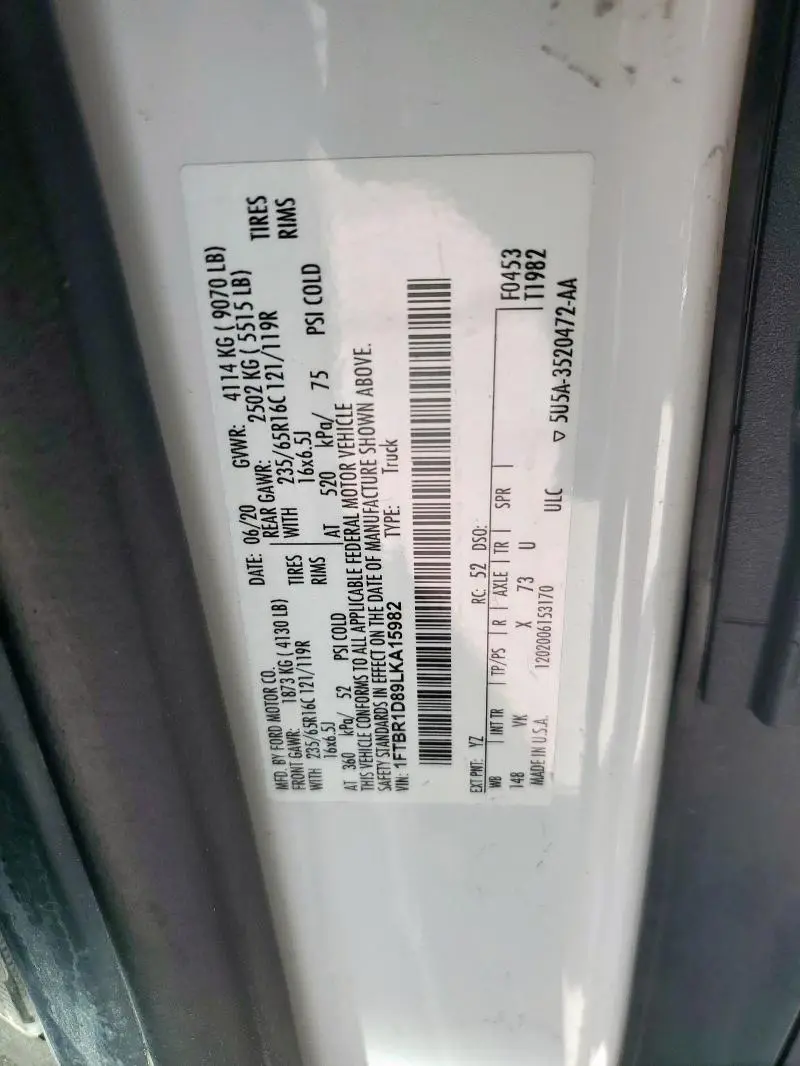 2020 FORD TRANSIT T-250