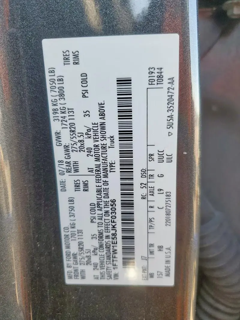 2018 FORD F150 SUPERCREW  