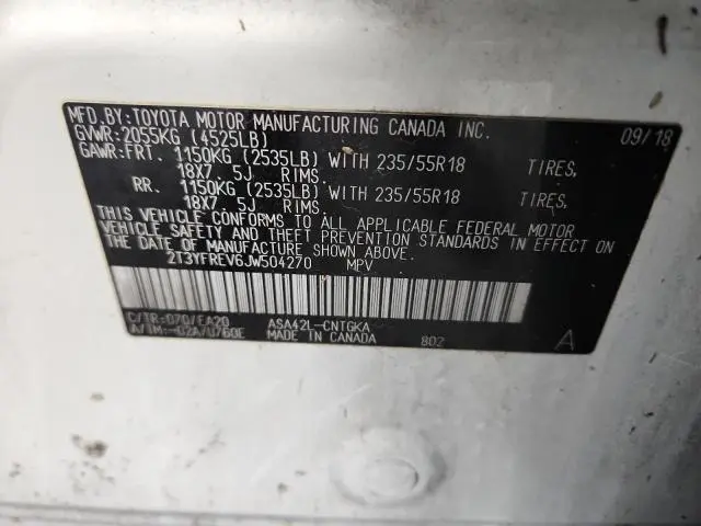 2018 TOYOTA RAV4 LIMITED  