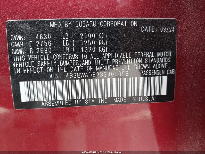 2025 SUBARU LEGACY PREMIUM