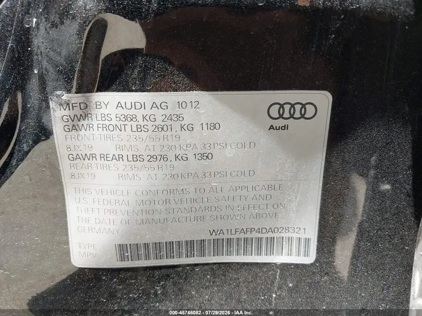 2013 AUDI Q5 2.0T PREMIUM