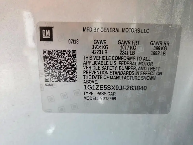 2018 CHEVROLET MALIBU PREMIER  