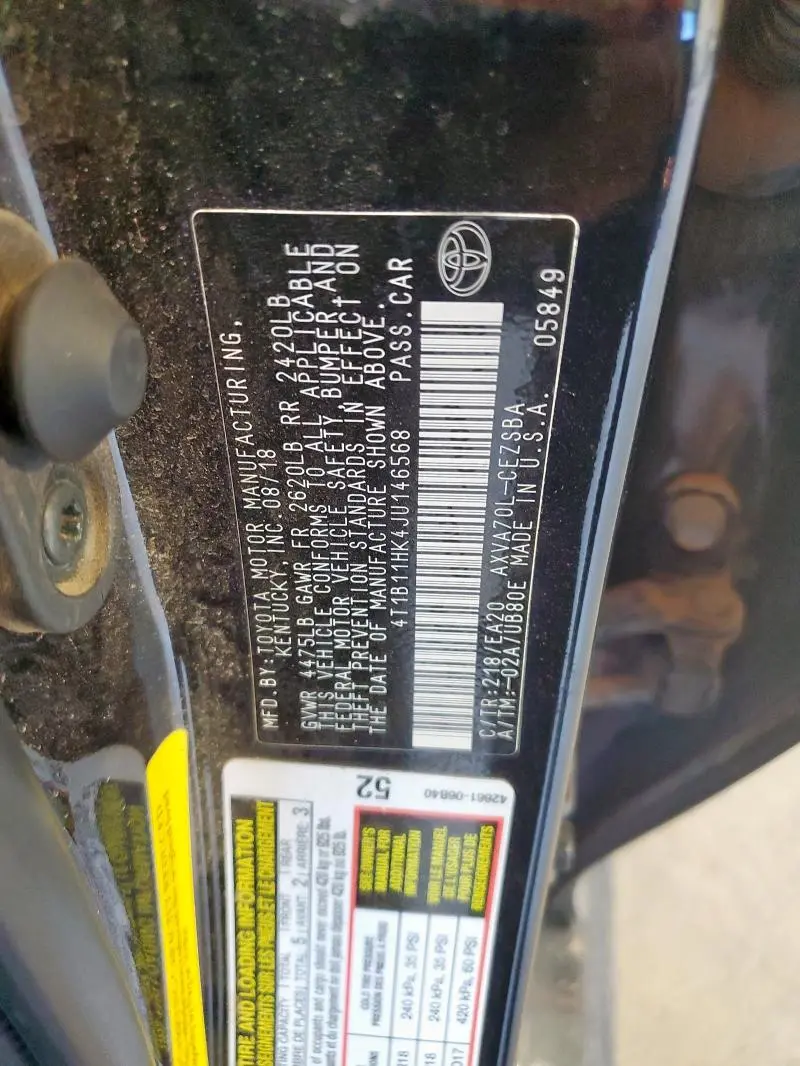 2018 TOYOTA CAMRY L  