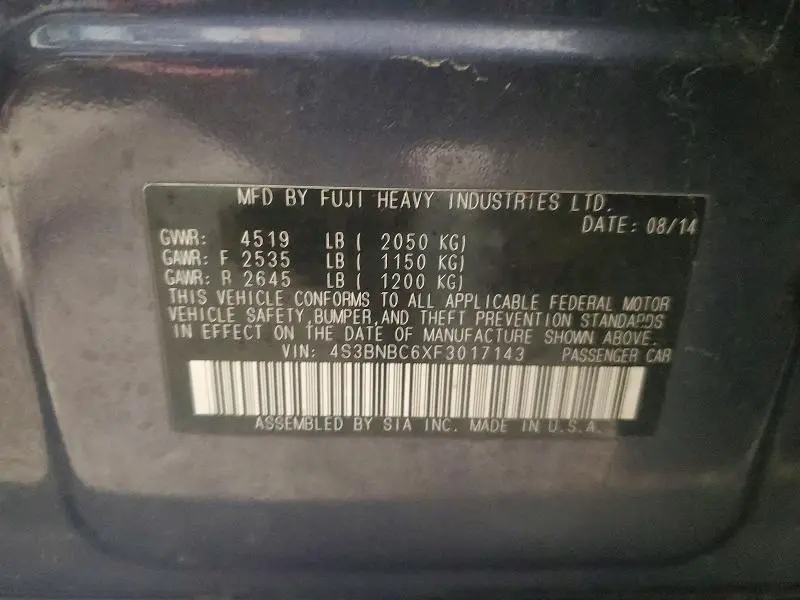 2015 SUBARU LEGACY 2.5I PREMIUM  