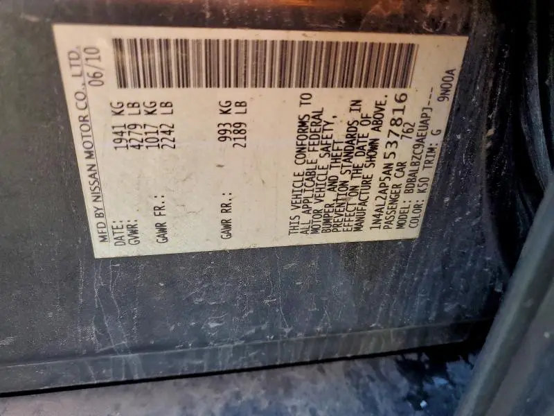 2010 NISSAN ALTIMA BASE  