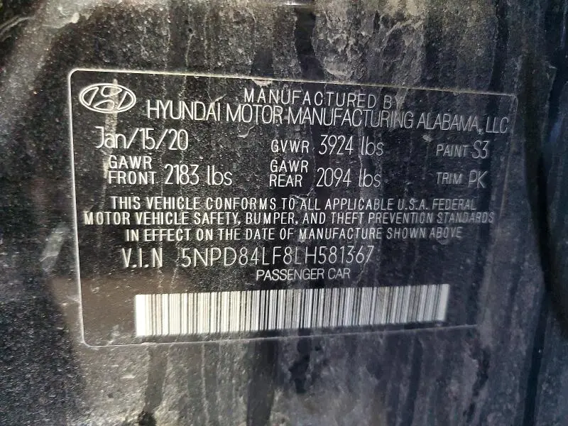 2020 HYUNDAI ELANTRA SEL  