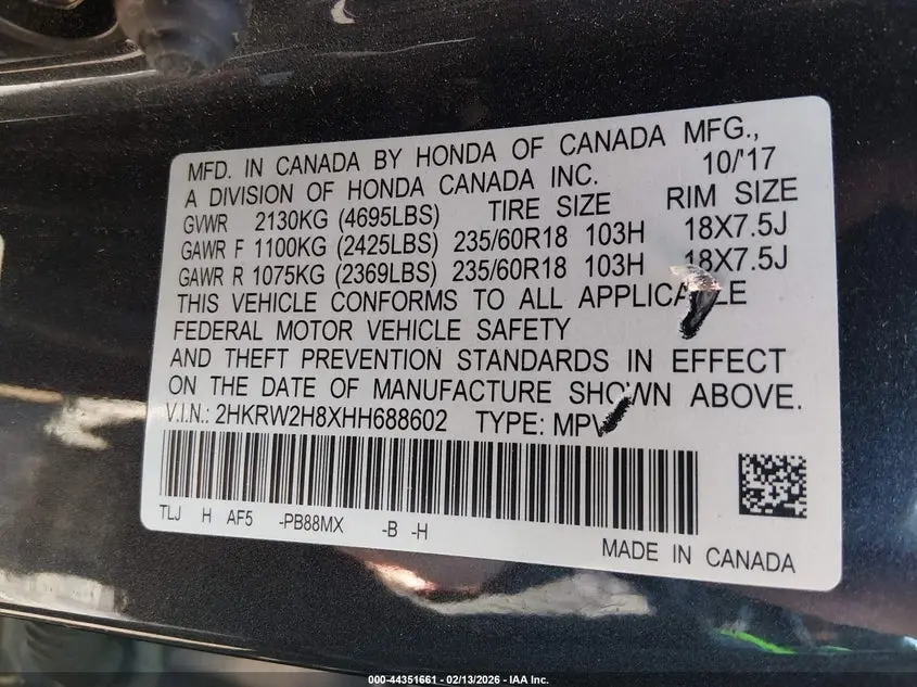 2017 HONDA CR-V EX-L/EX-L NAVI