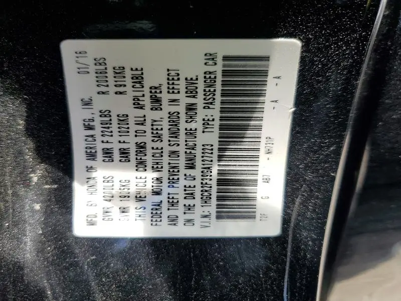 2016 HONDA ACCORD LX  