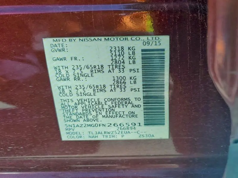 2015 NISSAN MURANO S  