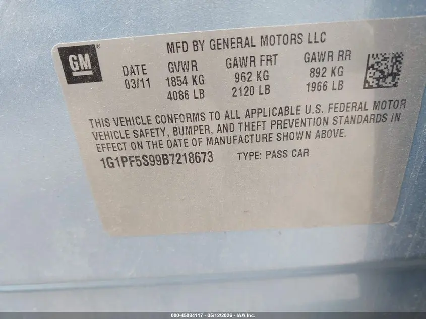 2011 CHEVROLET CRUZE 1LT