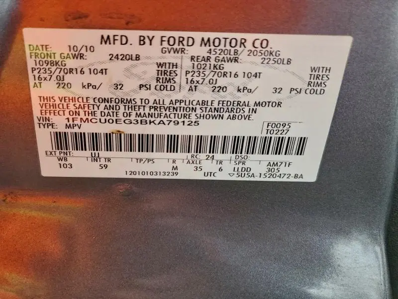 2011 FORD ESCAPE LIMITED  