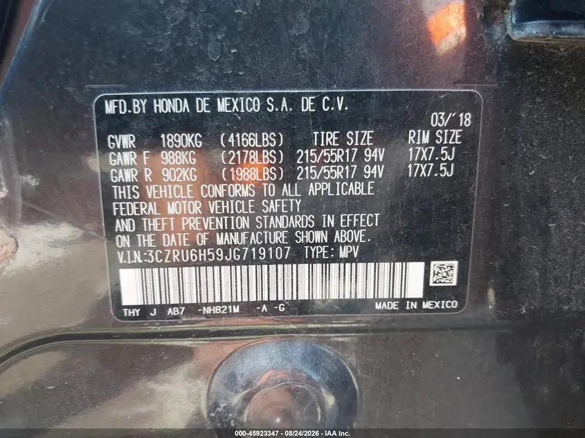 2018 HONDA HR-V EX