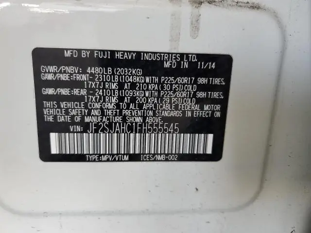 2015 SUBARU FORESTER 2.5I LIMITED  