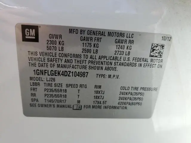 2013 CHEVROLET EQUINOX LTZ  