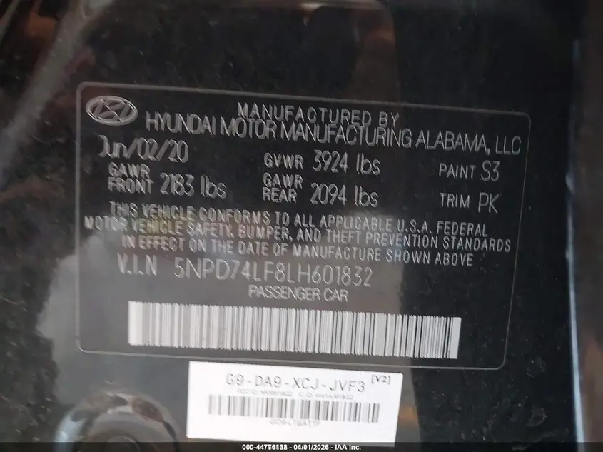 2020 HYUNDAI ELANTRA SE