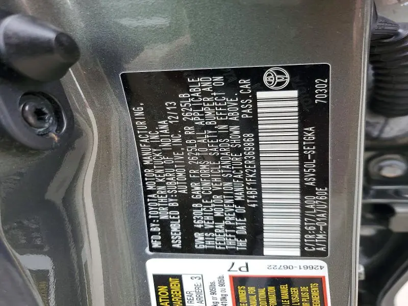 2014 TOYOTA CAMRY XLE  