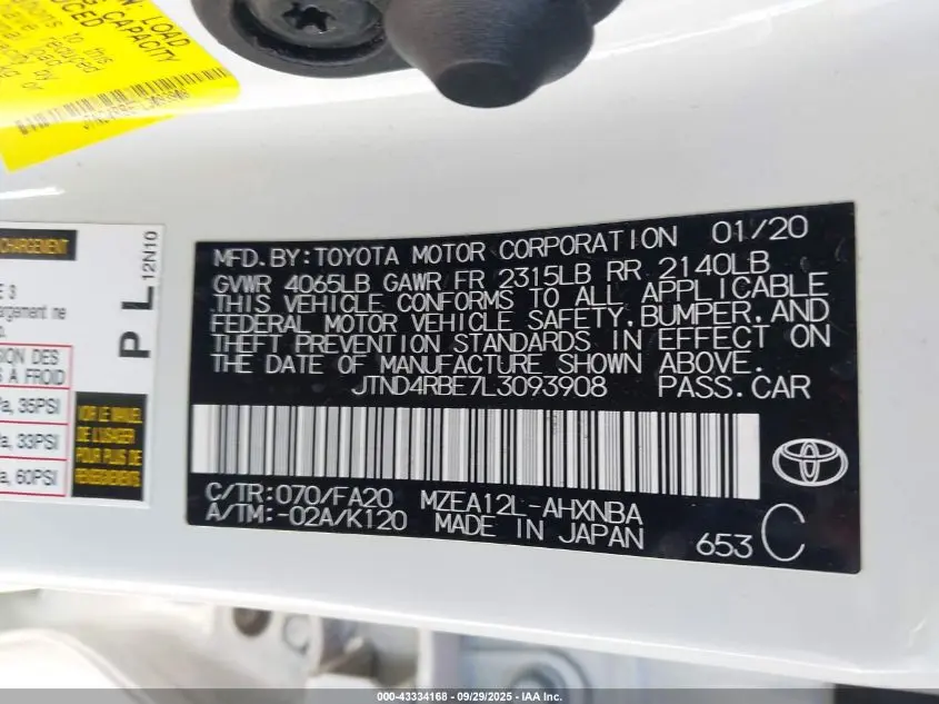 2020 TOYOTA COROLLA SE